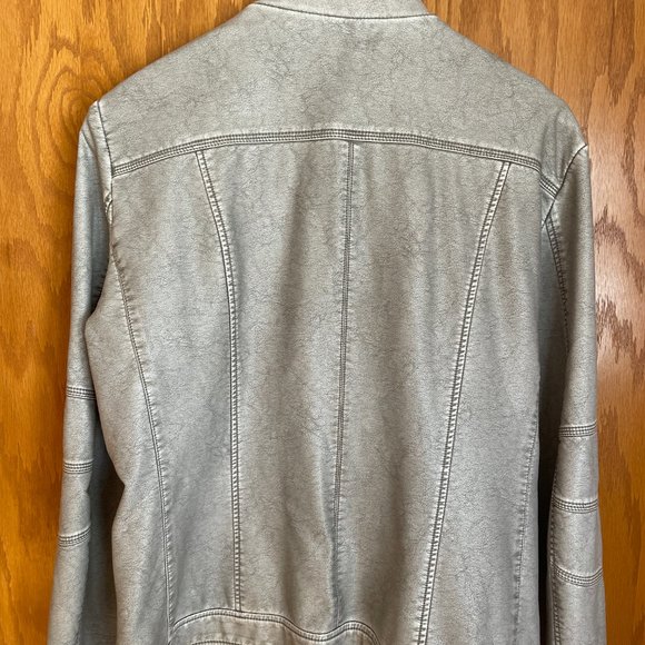 TRIBAL JEANS  faux leather moto-style jacket. Gray. Size XL. - Picture 4 of 5